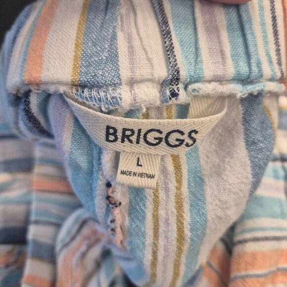 Briggs Women's White/Aqua/Orange Linen/Rayon Drawstring Shorts w Pockets - Picture 13 of 13